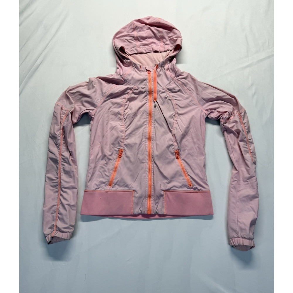 Lululemon Lightweight Hooded Jacket Pink size 6 Long Sleeve running Full Zip